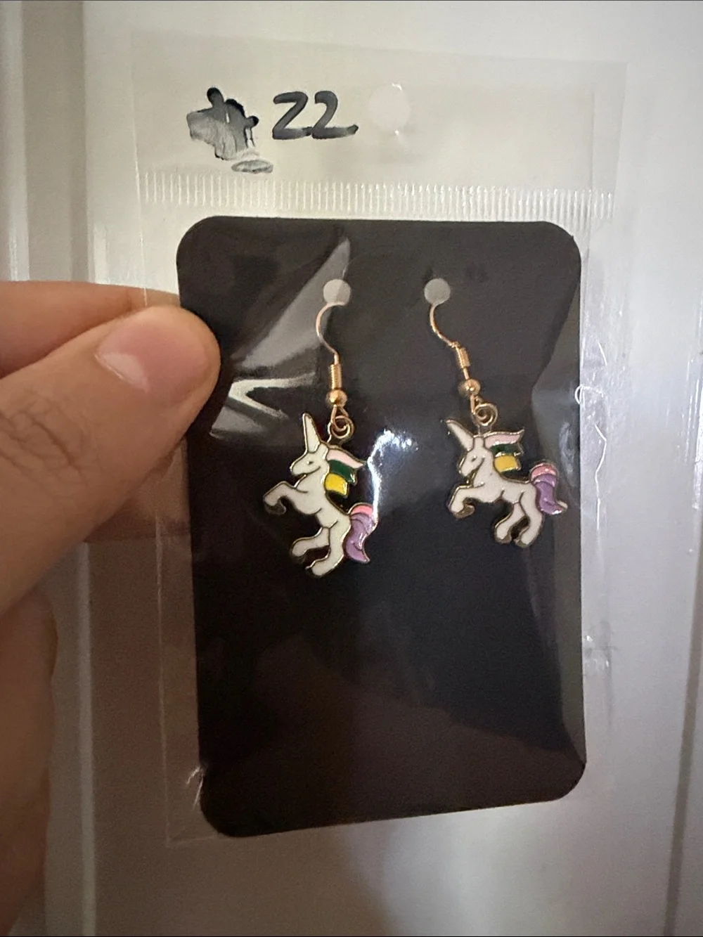 Unbranded White Unicorn Dangle Earrings for Kids